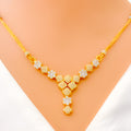 Modish Fancy 22k Gold Floral CZ Necklace Set 