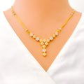 Modish Fancy 22k Gold Floral CZ Necklace Set 