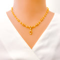 Special Embellished Marquise Triangle 22k Gold CZ Necklace Set 