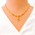 Special Embellished Marquise Triangle 22k Gold CZ Necklace Set 