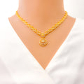 Distinct Trendy Motif 22k Gold CZ Necklace Set 