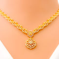 Distinct Trendy Motif 22k Gold CZ Necklace Set 