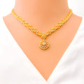 Distinct Trendy Motif 22k Gold CZ Necklace Set 