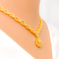 Distinct Trendy Motif 22k Gold CZ Necklace Set 