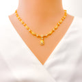 Luxurious Alluring Drop 22k Gold CZ Necklace Set 