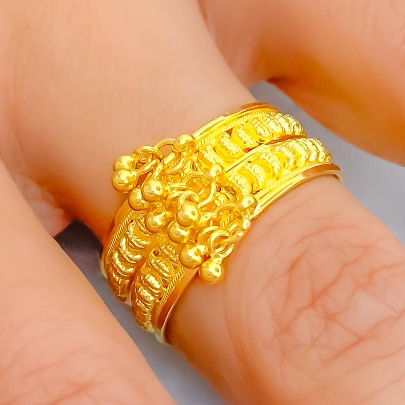 Bold Engraved 22K Gold Band Ring