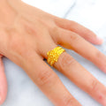 Bold Engraved 22K Gold Band Ring