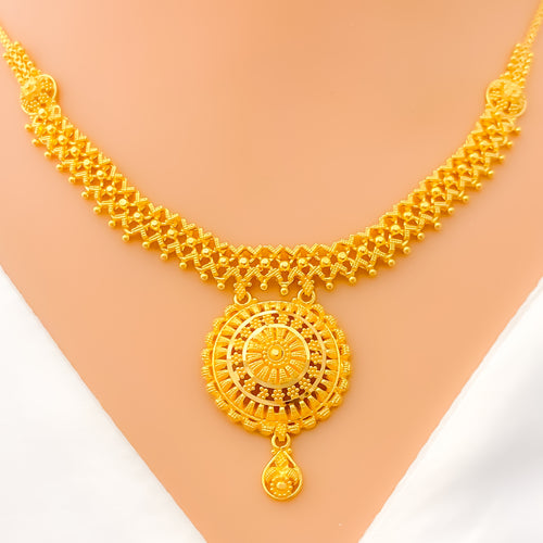 Majestic Mandala Adorned 22k Gold Necklace Set 