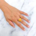 Stately Beaded 22K Gold Band Ring