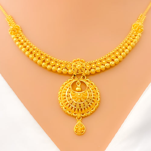 Classic Charming 22k Gold Necklace Set 