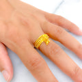 Stately Beaded 22K Gold Band Ring