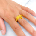 Shimmering Tassel 22K Gold Band Ring