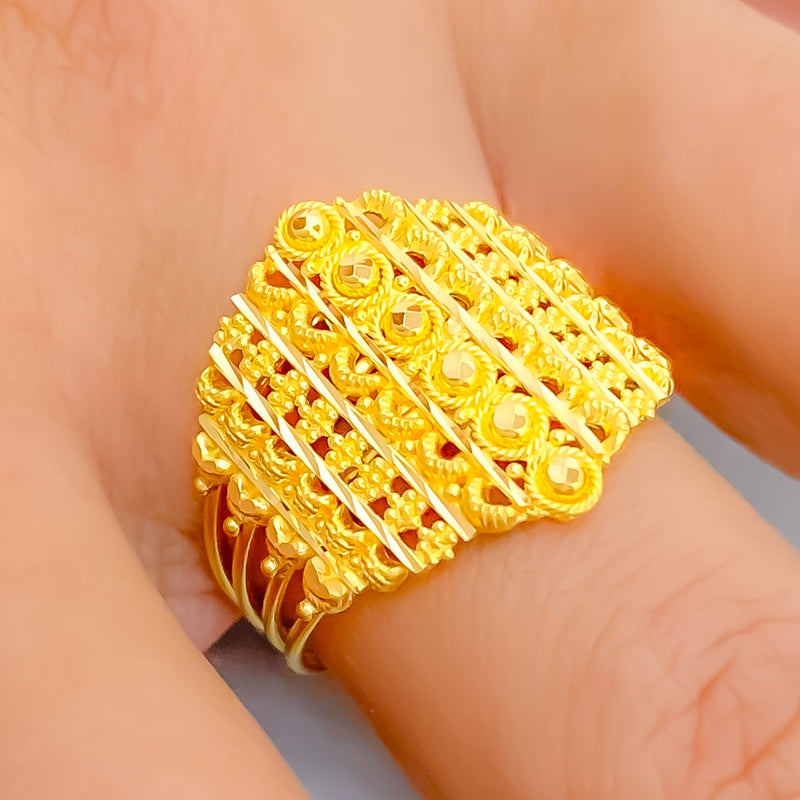 Delightful Hexagonal 22K Gold Ring