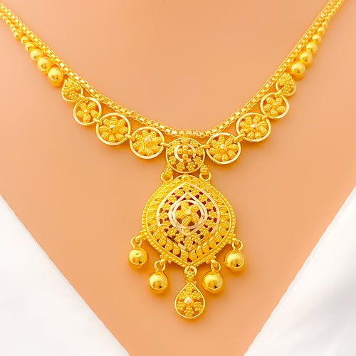 Captivating Tasseled 22k Gold Necklace Set 