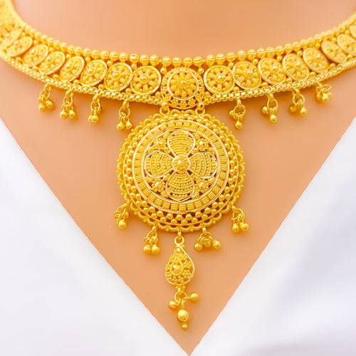 Long Chain Necklace Designs Gold Plated Floral Designs Chain with Vati –  Digital Dress Room