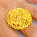 Elegant Floral Cluster 22k Gold Statement Ring 
