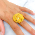 Elegant Floral Cluster 22k Gold Statement Ring 
