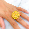 Impeccable Embellished 22k Gold Statement Ring 