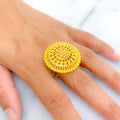 Dressy Intricate Floral 22k Gold Statement Ring 