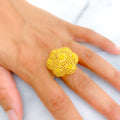 Blooming Domed Flower 22k Gold Statement Ring 