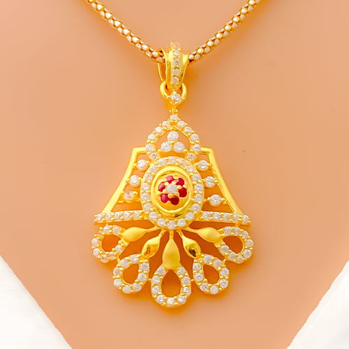 blooming-fashionable-22k-gold-cz-pendant