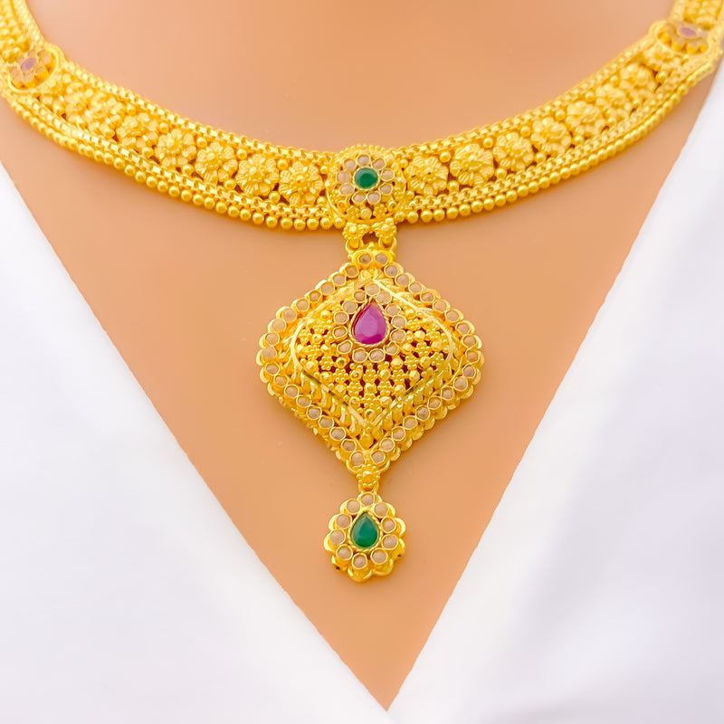 colored-versatile-22k-gold-kundan-necklace-set