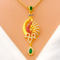 Attractive Paisley Adorned 22k Gold CZ Pendant Set 