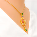 Attractive Paisley Adorned 22k Gold CZ Pendant Set 