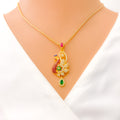 Contemporary Colorful 22k Gold CZ Pendant Set 