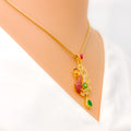 Contemporary Colorful 22k Gold CZ Pendant Set 