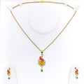 Beautiful Floral Peacock 22k Gold CZ Pendant Set 