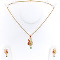 Contemporary Colorful 22k Gold CZ Pendant Set 