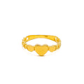 Delicate Heart Adorned 21k Gold Ring 