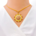 unique-meenakari-floral-22k-gold-pendant-set