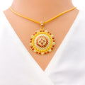 unique-meenakari-floral-22k-gold-pendant-set