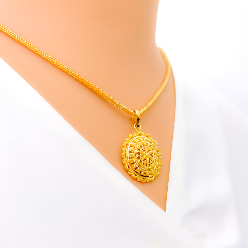22k Upscale Round 22k Gold Pendant Set – Andaaz Jewelers