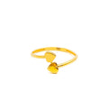 Sleek Twin Heart 21k Gold Ring
