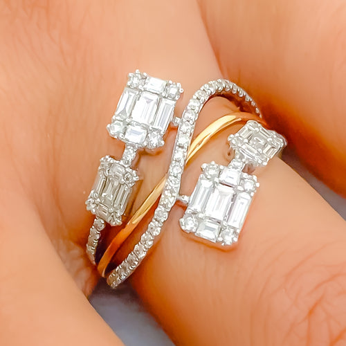 Flowy Diamond + 18k Gold Baguettes Ring