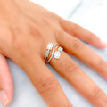 Flowy Diamond + 18k Gold Baguettes Ring