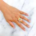 Decorative Festive Floral 18K Gold + Diamond Statement Ring