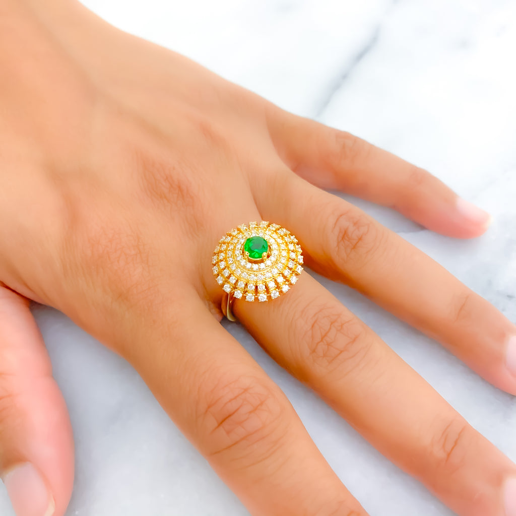 Delightful Domed Flower 18K Gold + Diamond Statement Ring – Andaaz Jewelers