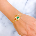 lustrous-floral-diamond-18k-gold-bangle-bracelet