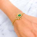 lustrous-floral-diamond-18k-gold-bangle-bracelet