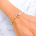 captivating-timeless-floral-diamond-18k-gold-bangle-bracelet