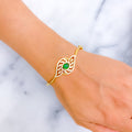 majestic-leaf-adorned-diamond-18k-gold-bangle-bracelet