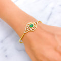 majestic-leaf-adorned-diamond-18k-gold-bangle-bracelet