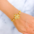 Bold Flower 21k Gold CZ Bracelet