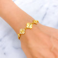 Dazzling Clover 21k Gold CZ Bracelet