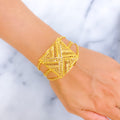 Decorative Striped 22k Gold Statement Bracelet