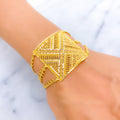 Decorative Striped 22k Gold Statement Bracelet